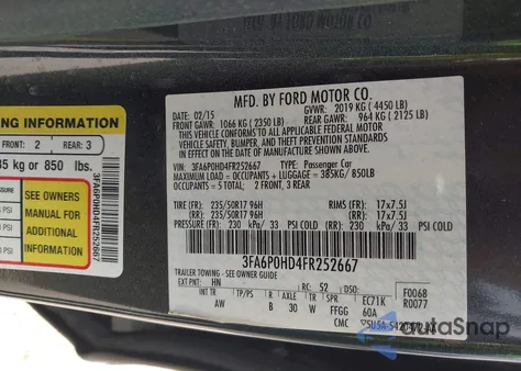 2015 Ford Fusion Se из США, поврежденный, VIN 3FA6P0HD4FR252667